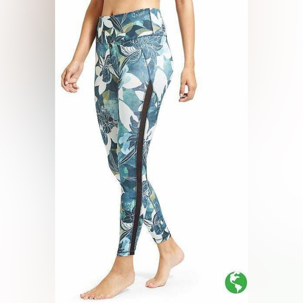 Athleta Floral Leggings XL Workout Yoga High Rise Mesh Chaturanga 7/8 Tight - Picture 4 of 13